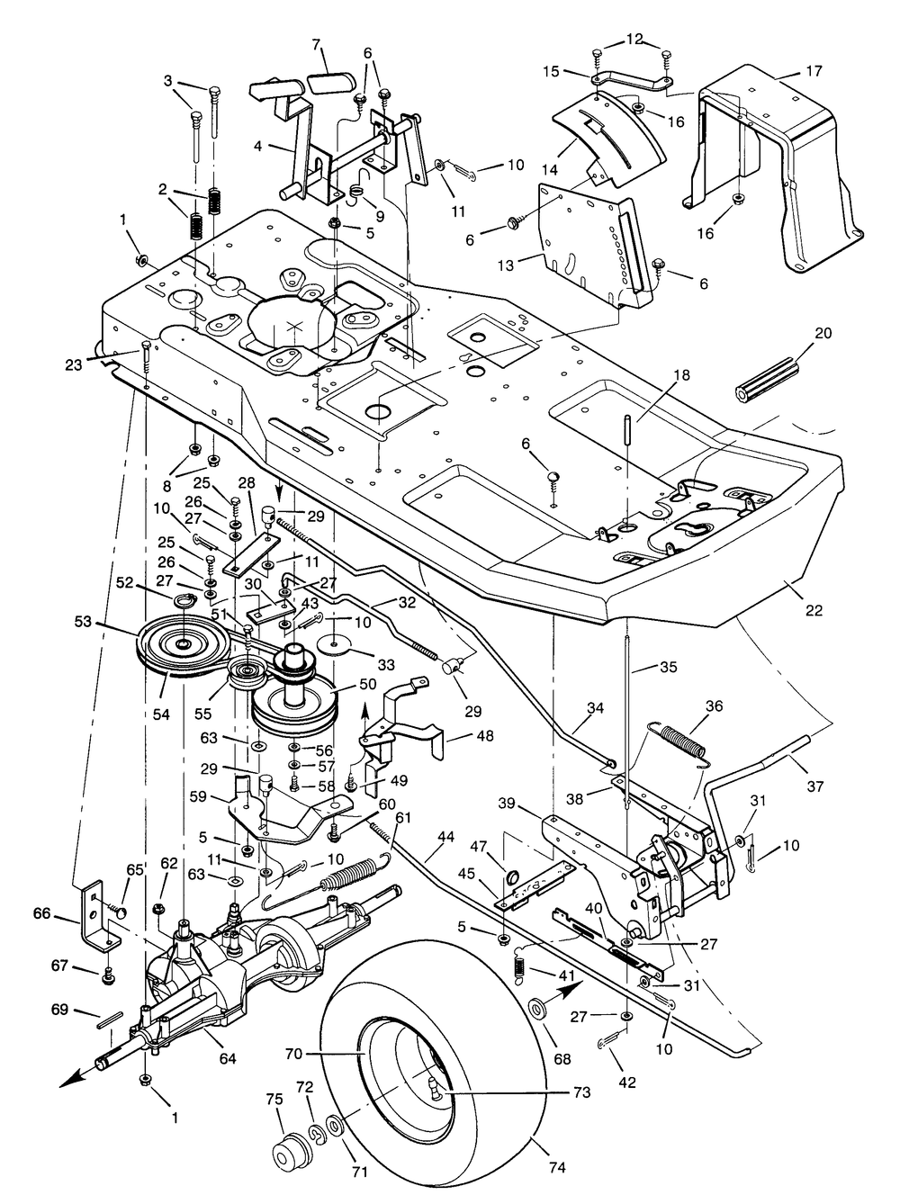 Motion Drive Diagram and Parts List for 30560X51A  Briggs and Stratton Lawn Tractor